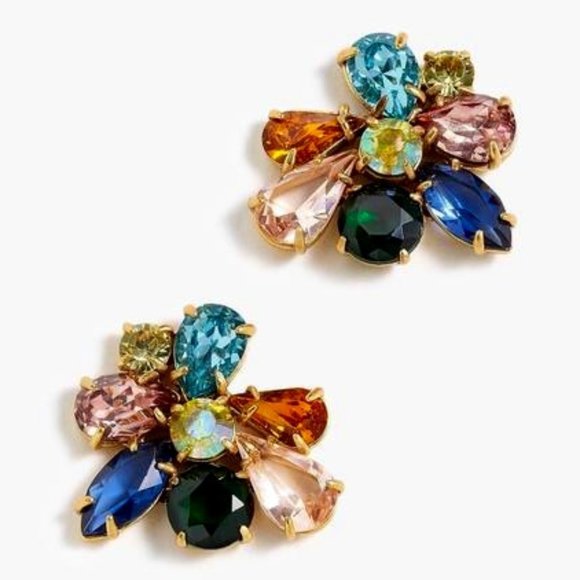 J. Crew Jewelry - J.Crew Rainbow Crystal Cluster Earrings